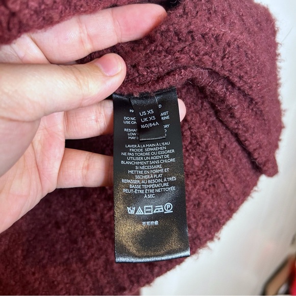 Anthropologie Maeve Athena Chunky Knit Maroon Ribbed Wool Sweater, XS - Picture 6 of 7